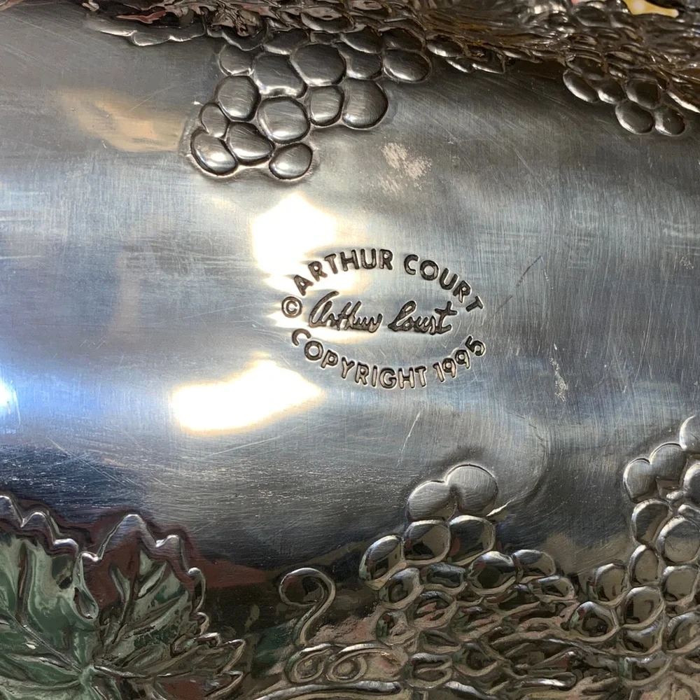 Vintage Arthur Court 1995 Silver Rectangular Grape Motif Tray - Picture 3 of 14